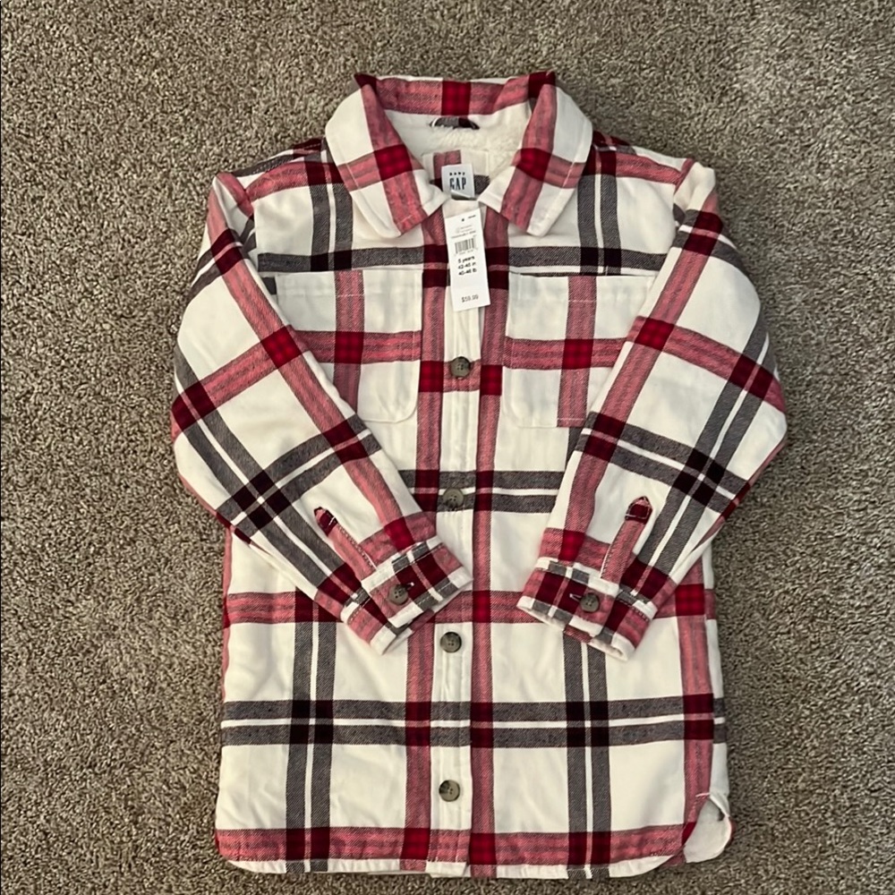 GAP Kids Red and White Plaid Button Down Shirt